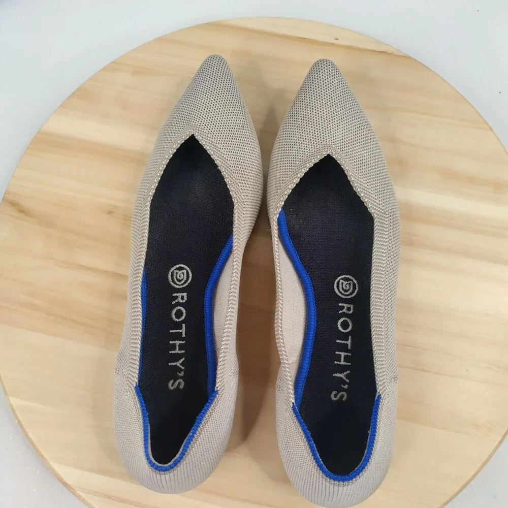 Rothy's Points Classic Light Gray Slip-On Washable Flats Shoes Women US 9.5